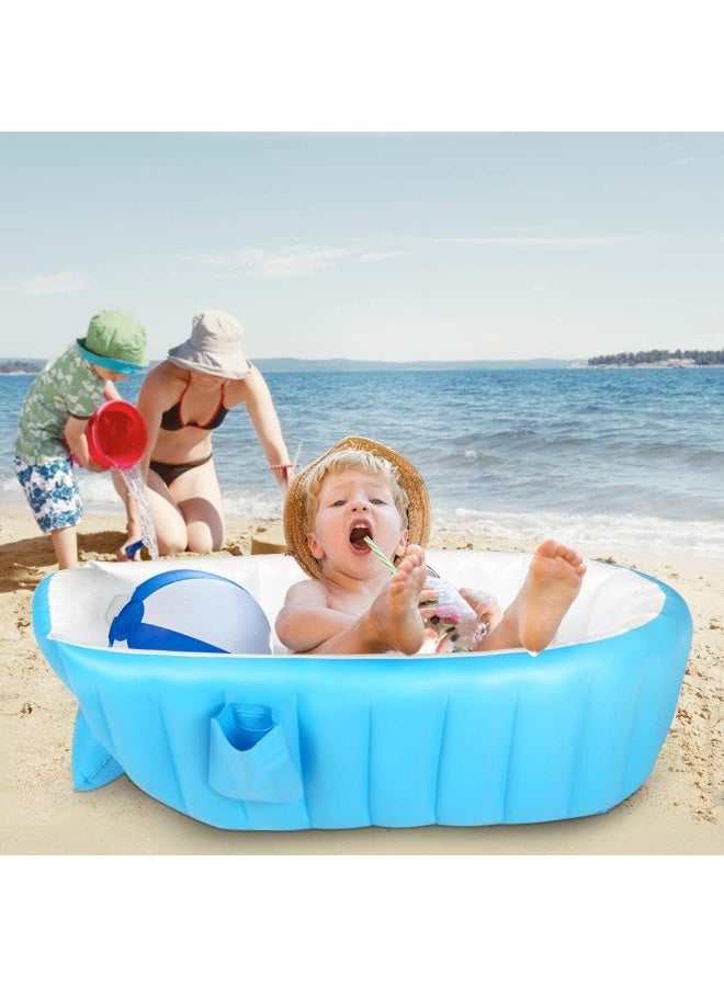 حوض استحمام قابل للنفخ مضاد للانزلاق للاطفال  الرضع ناعم قابل للطي حوض استحمام للسفر، حوض استحمام هوائي مقاس كبير (لعمر 0-3 سنوات) - Image 4